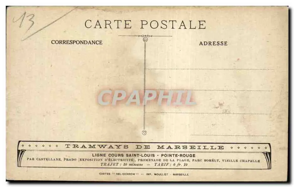 Marseille — La Vieille Chapelle — Imp. Moullot - Verso