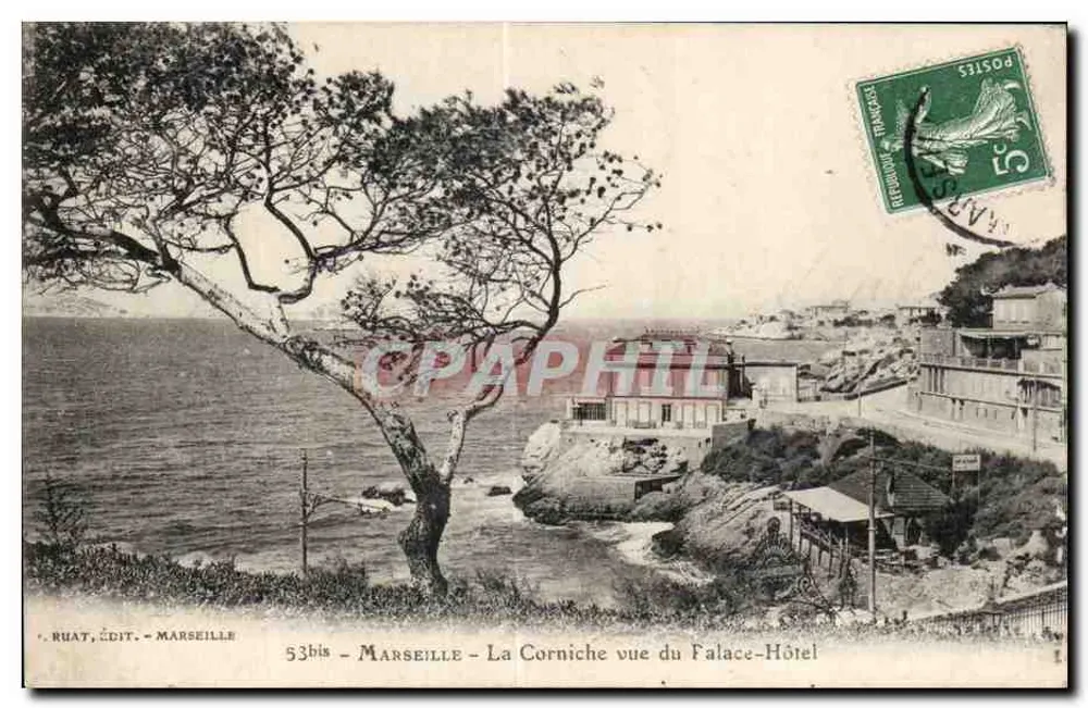 Marseille - A Corniche vista do Hotel Palace — Ruat, editor - Marseille, n° 53bis - Frente