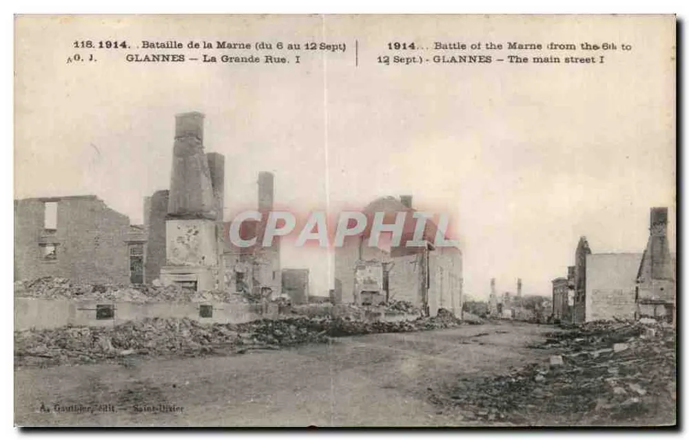 Glannes — Die Hauptstraße I — Schlacht an der Marne (6. bis 12. September 1914) — A. Gambier, Verlag — Saints-Blizier - Vorderseite
