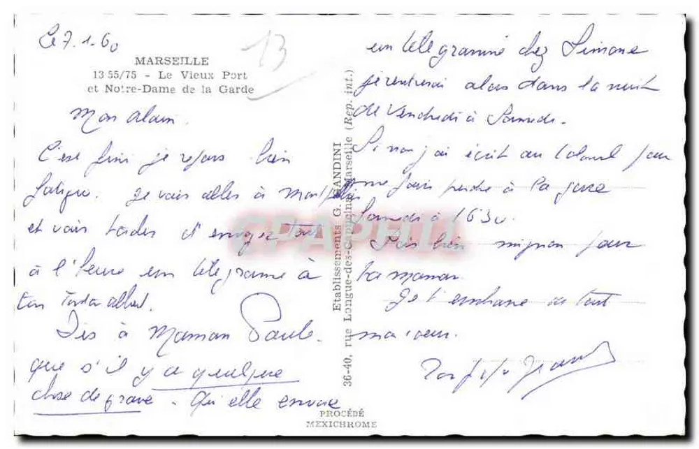 Hafen von Marseille — Ansicht der Boote 'Marseille' und 'Petit Pierre' — Verlag IRIS - Rückseite