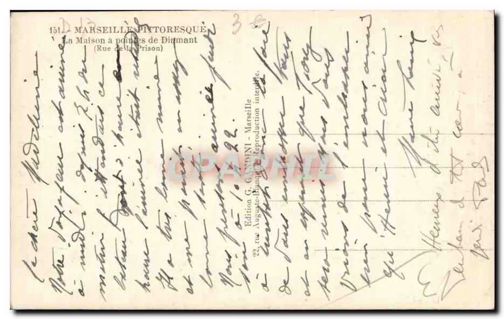 Marselha — Rue de la Prison — Editor Mireille, n° 4314 - Verso