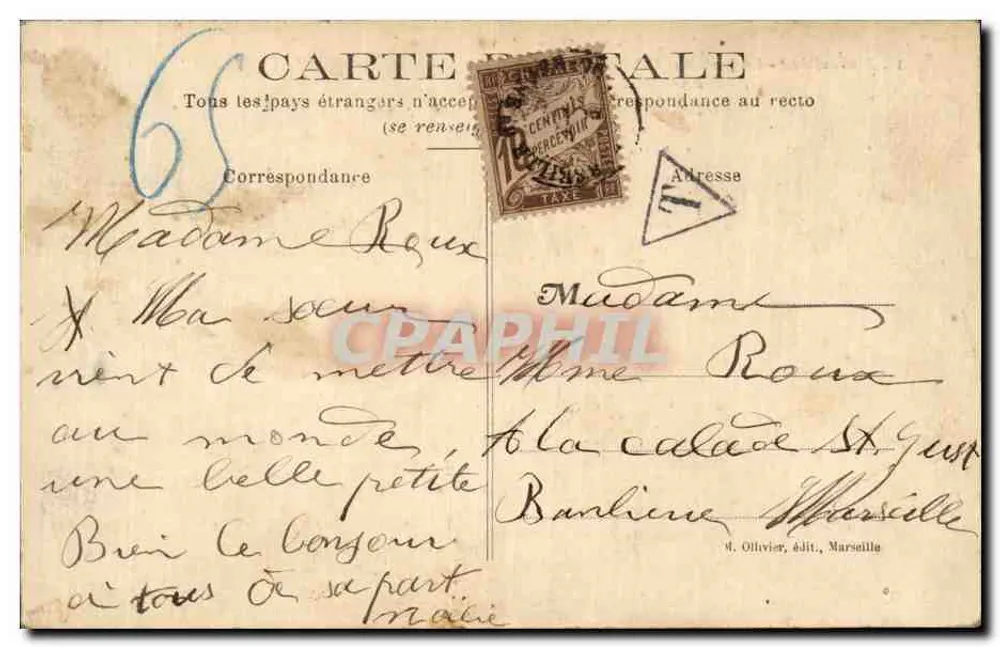 Marselha - Exposição Colonial 1906 - Teatro Annamile - Verso