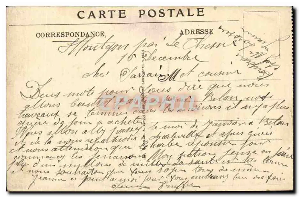 Reims — A Igreja de São André destruída — Feuchère, editor Reims - Verso