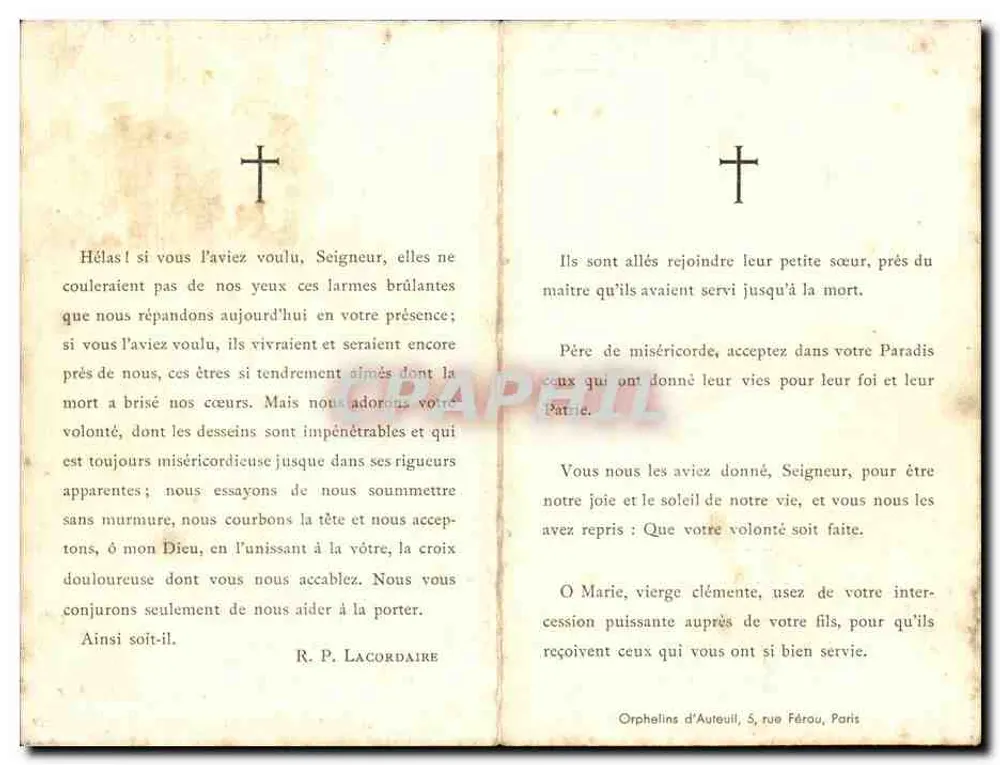 Zwei junge Männer — Porträts und Tribut an Henri und Albert Bourges — Orphelins d'Auteuil, Paris - Rückseite