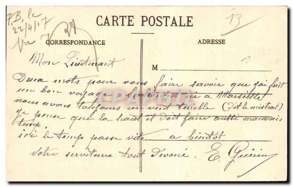 MARSEILLE — Entrada do Velho Port e Ponte Transbordeur — P.B. 22/4/17 - Verso