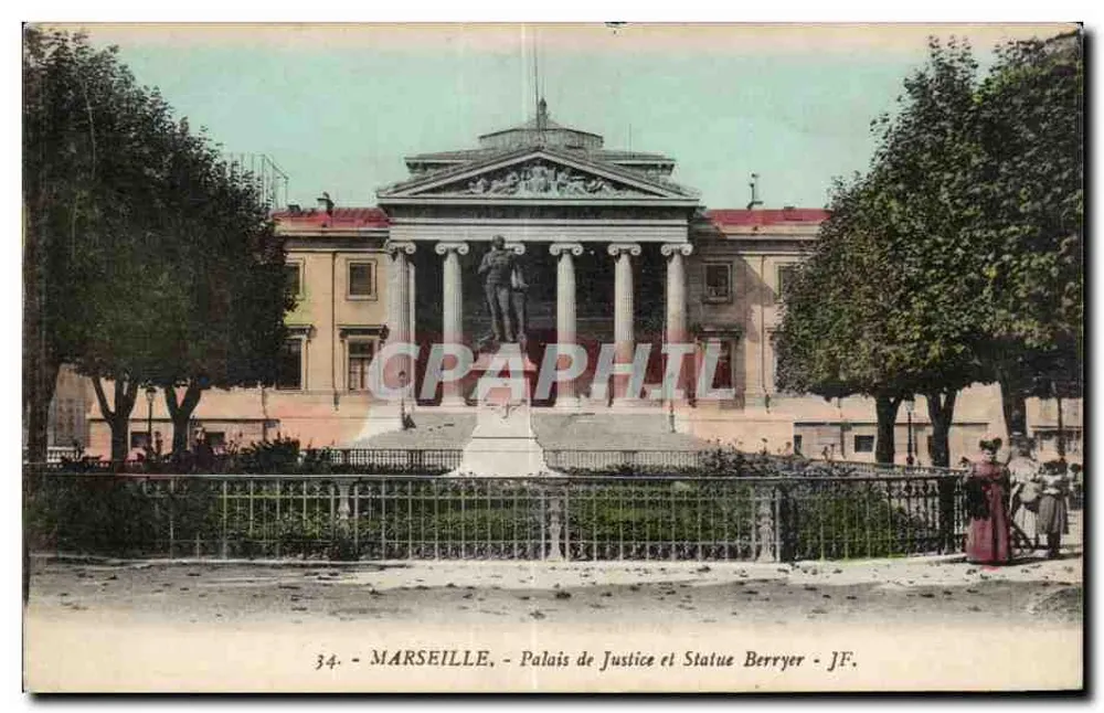 Marsiglia - Palazzo di Giustizia e Statua Berryer - J.F. - Recto