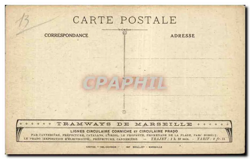 Marseille — La Corniche et les îles — Imp. Moullot - Verso