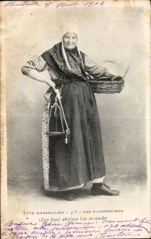 Marseille - Eine Fischverkäuferin — Marseille-Typ n°513 — Fot. Lactonn - Vorderseite
