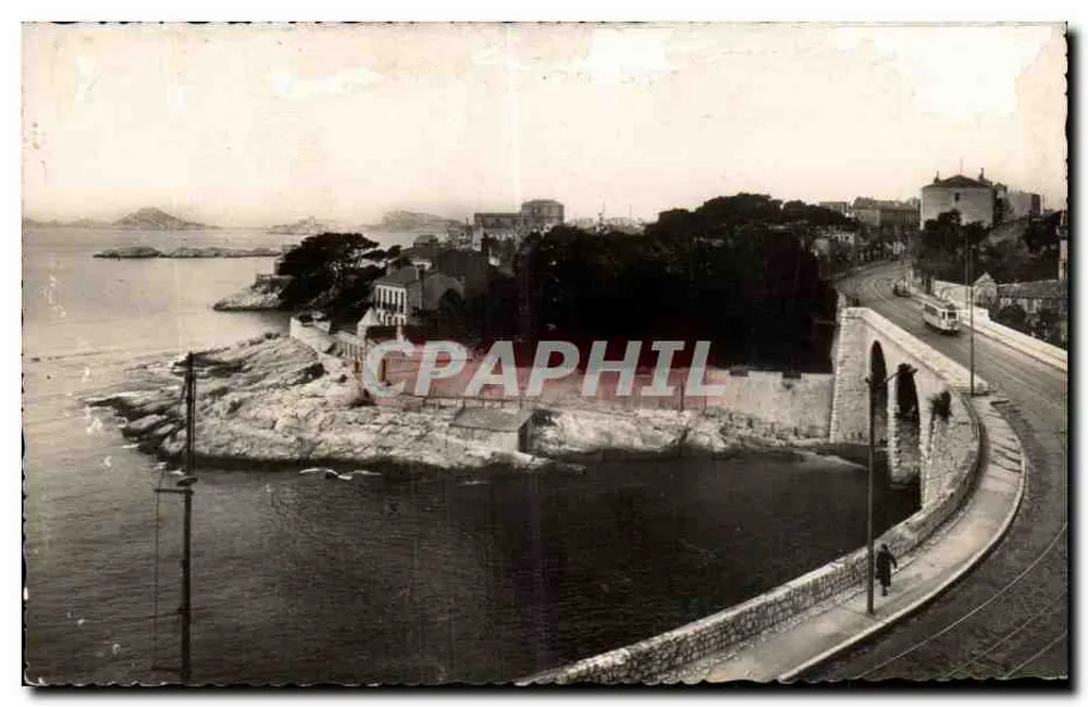 Vista da Corniche em Marselha — Promenade de la Corniche, Le Petit Nice — editor ATARDY, n° 523 - Frente