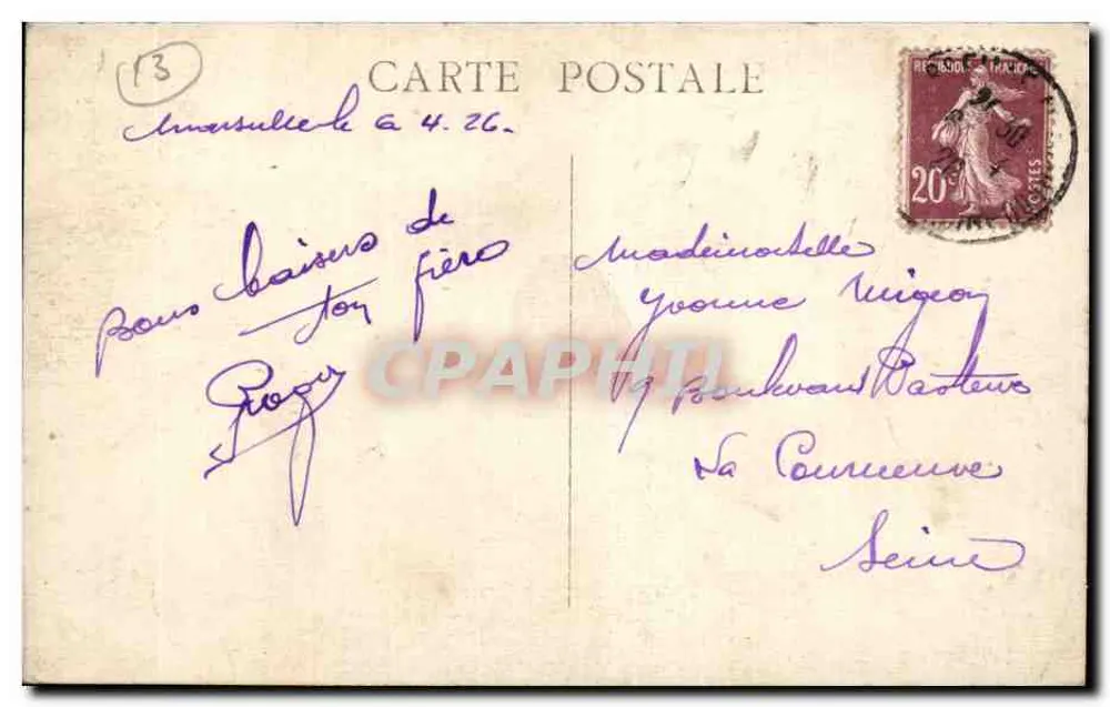 Marselha — Fonte Cantini — editor não identificado - Verso
