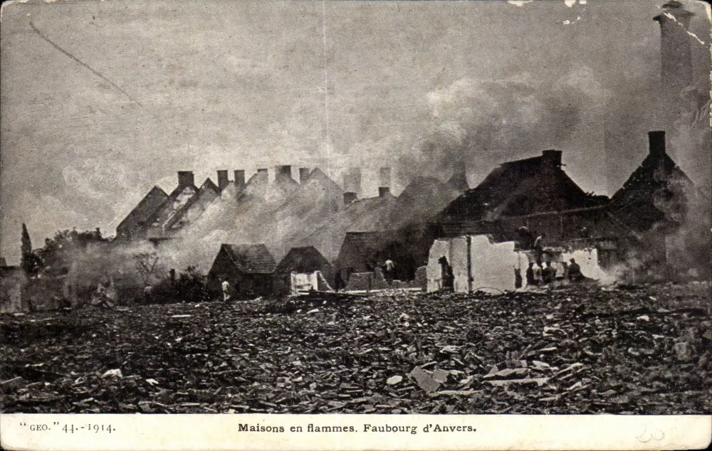 Häuser in Flammen — Faubourg d'Anvers — "GEO." 44-1914 - Vorderseite