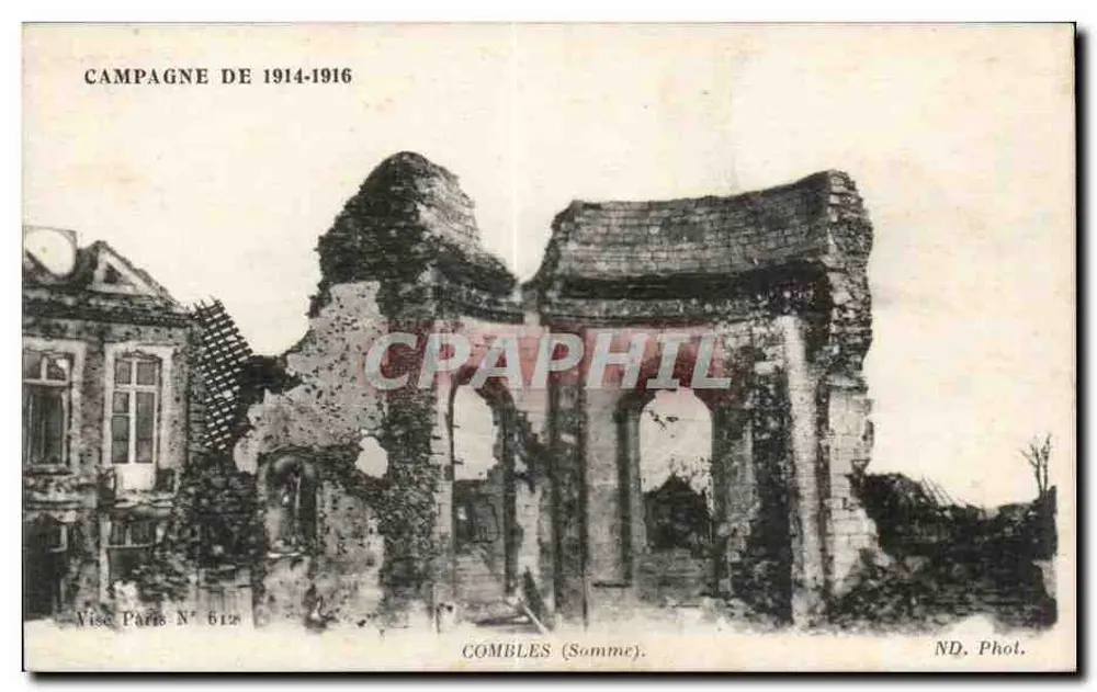 Combles (Somma) — ruiny po bitwie w 1916 — Visée Paris N° 612 - Awers
