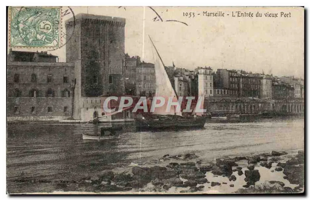 Marseille - Der Eingang zum alten Hafen — Vindorff & Asselin, Nr. 1053 - Vorderseite