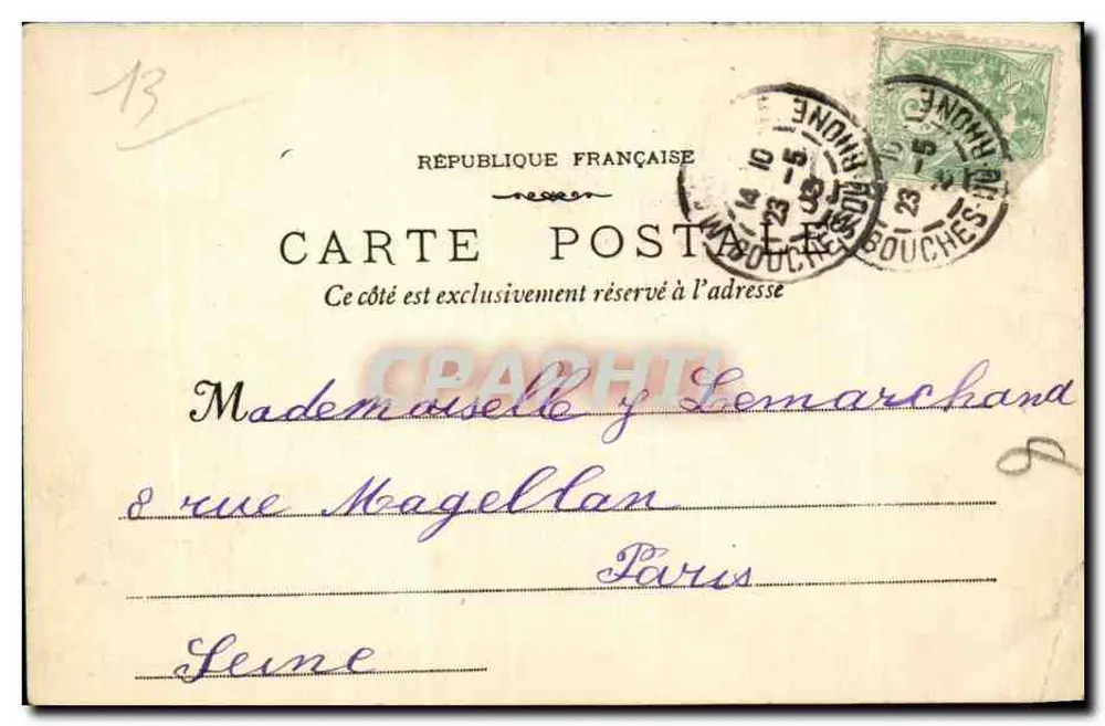 Marseille - 1268 - Ansicht des Cours du Chapitre und der Reformierten Kirche — Phototypie E. Lacou, 19, rue Timbaudau - Rückseite