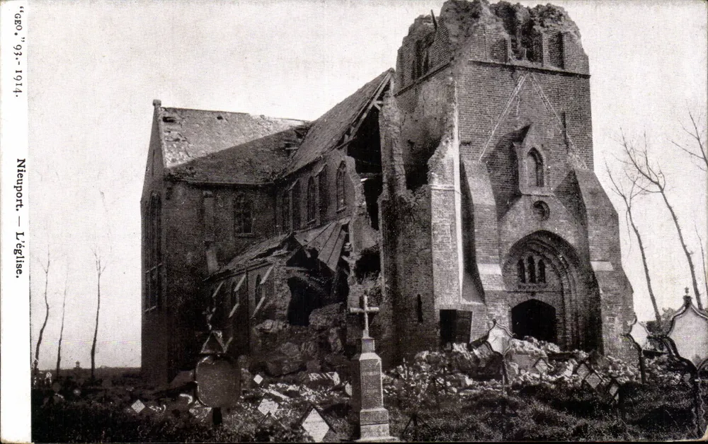 Nieupport — Die Kirche — Zerstört 1914 - Vorderseite