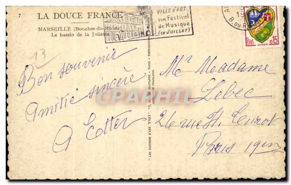 Der Bassin de la Joliette — Marseille (Bouches-du-Rhône) — Éditions d'Art Yvon - Rückseite
