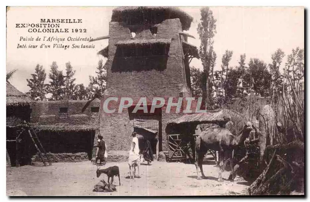 Marseille - Kolonialausstellung 1922 - Palast der Westafrika - Innenraum eines Sudan-Dorfes - Vorderseite