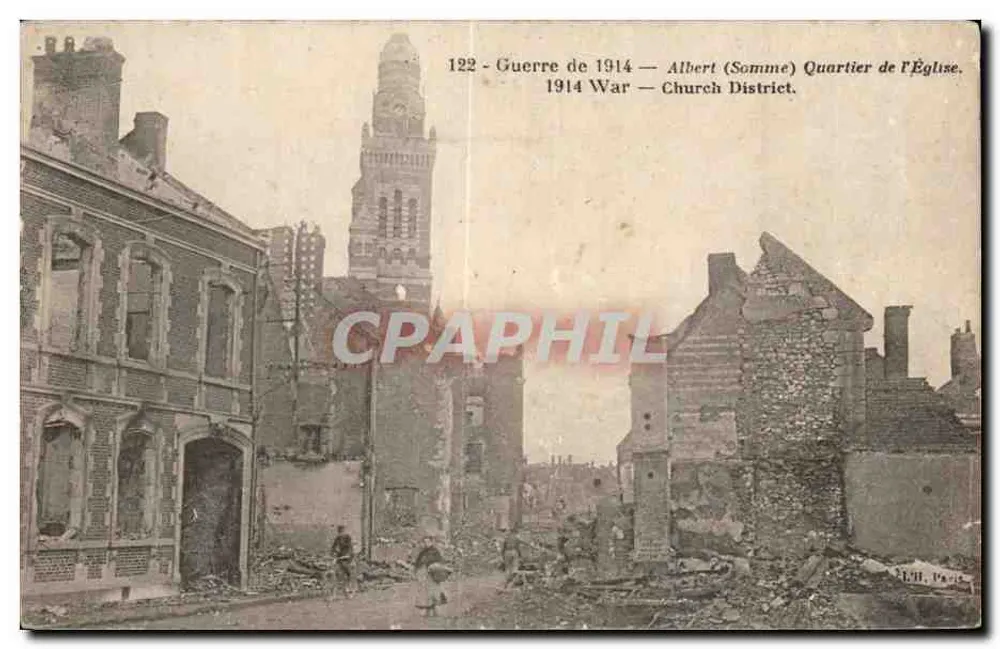 Albert (Somme) — Bairro da Igreja após a guerra de 1914 — Editora Paris, n° 122 - Frente