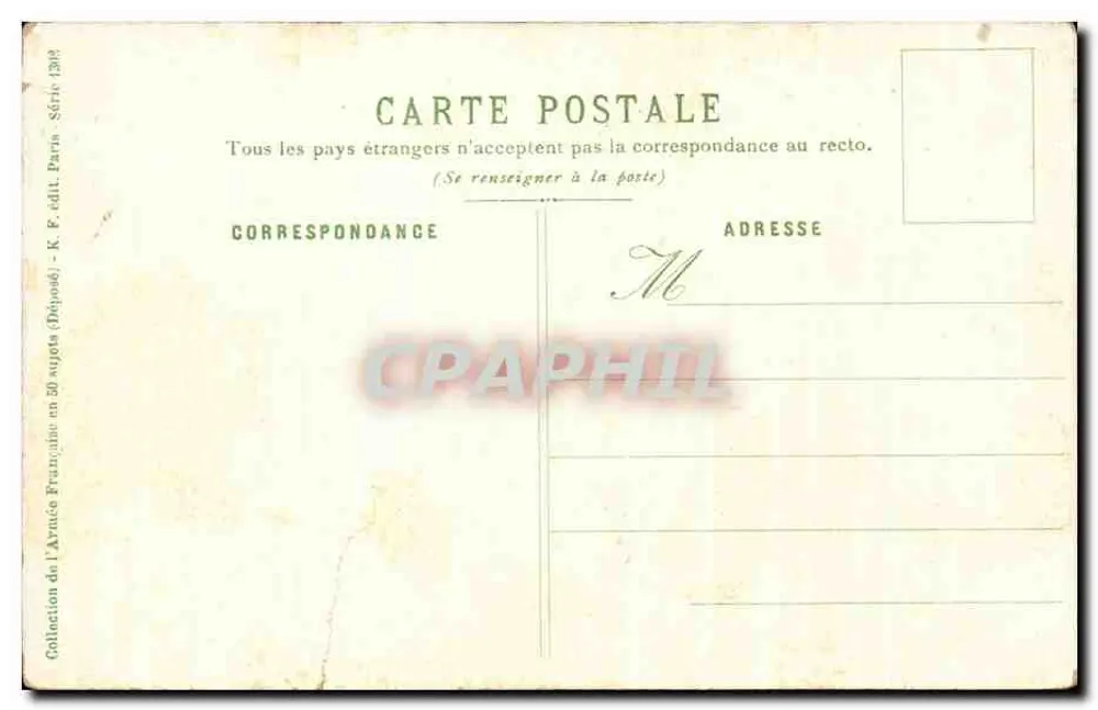 Général de Division — cavalier sur cheval blanc devant drapeau tricolore — A. Palm de Rosa, n°13 - Rückseite