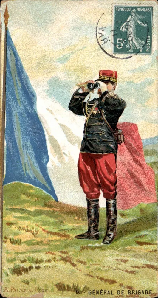 Geral de brigada — soldado com binóculos e bandeiras — A. Palmi de Rosa, n°6 - Frente