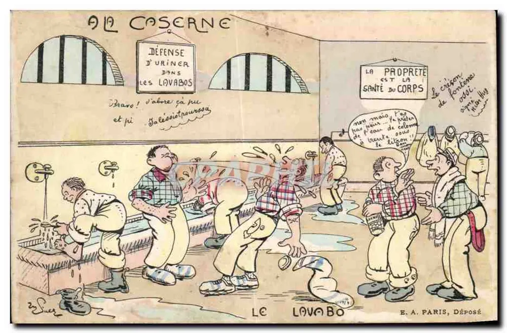O Lavabo — Sala de lavagem militar — E.A. Paris, Depositado - Frente