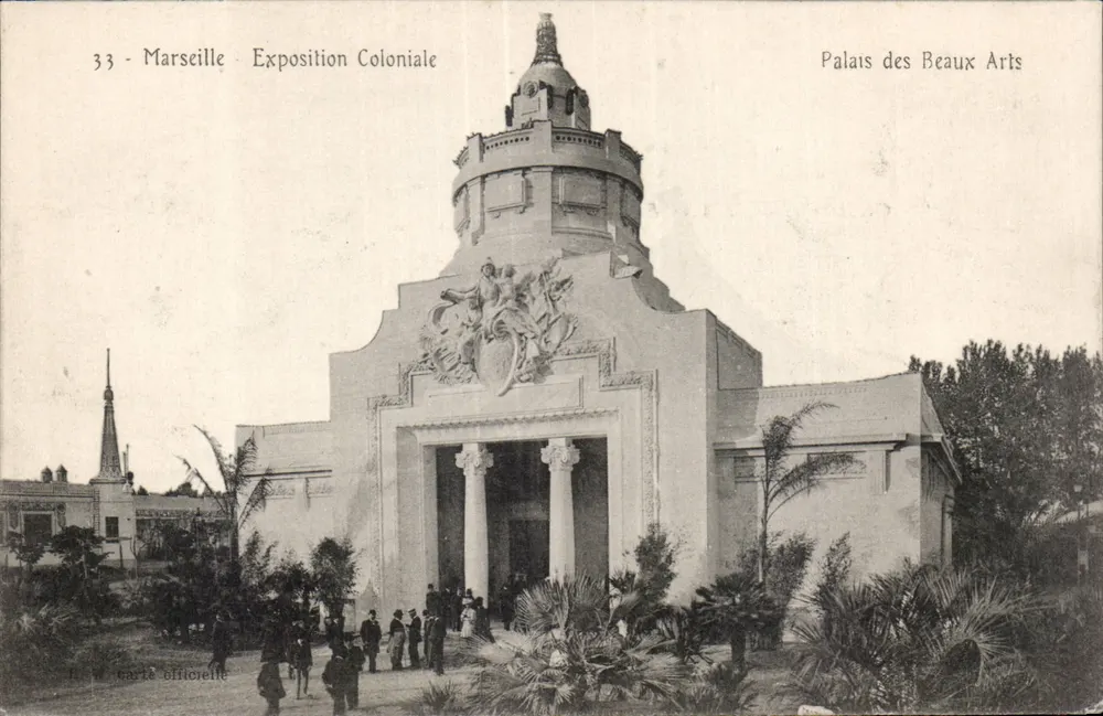 Marseille - Exposição Colonial - Palácio dos Belos Artes — L. W. Carte oficial n°33 - Frente