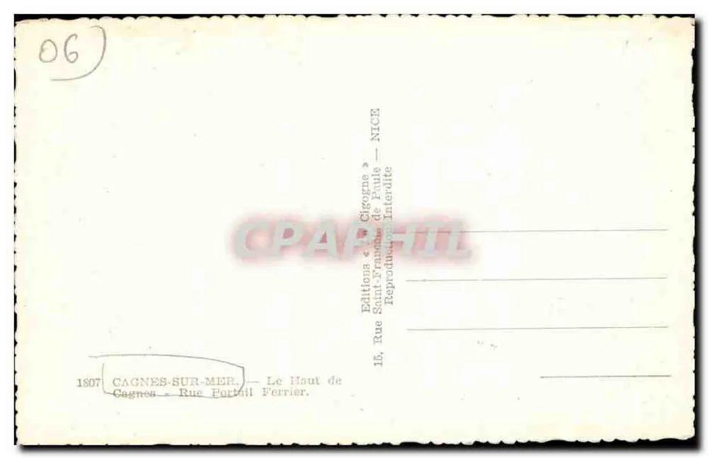 Cagnes-sur-Mer — Rue Portail Ferrier — Éditions Saint-François de Paulis - Verso