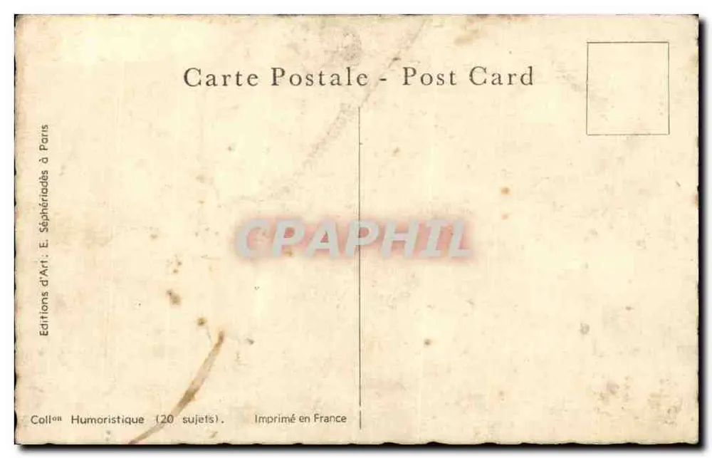 Szene eines Militärkrankenhauses — Offizier und Soldat vor einer leeren Karaffe — Éditions d'Art. E. Séphériades in Paris - Rückseite