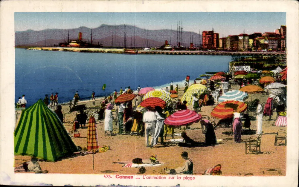 Cannes — A animação na praia — L. Gilletto e Cie, Ed. Fot. Nice, n°475 - Frente