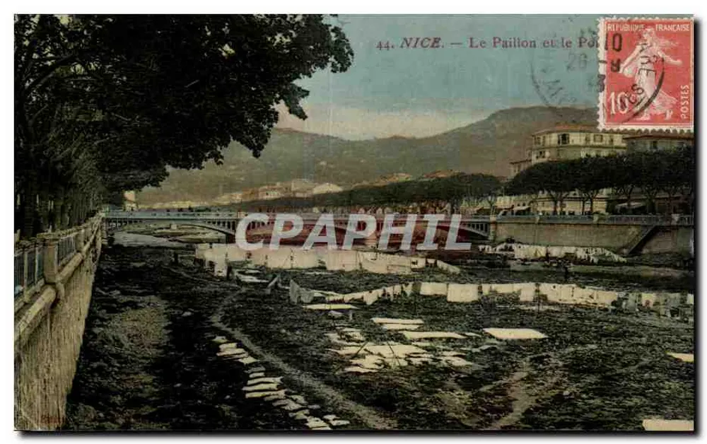 Nice — O Paillon e o Porto — Bilhete postal antigo n°44, editor não identificado - Frente