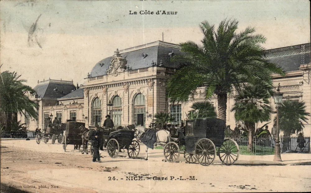 A Côte d'Azur — Estação P.L.M. em Nice — Edição Giletta, fot. Nice, n°24 - Frente