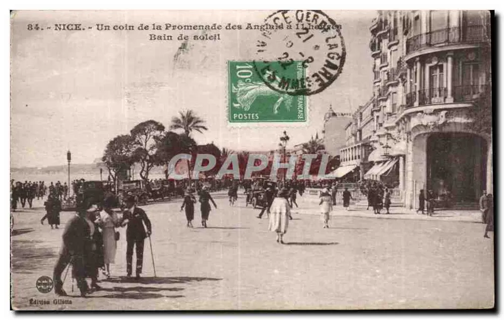 Nice - Eine Ecke der Promenade des Anglais am Eckpunkt Bain de Soleil — Éditions Gilletta, Nr. 84 - Vorderseite