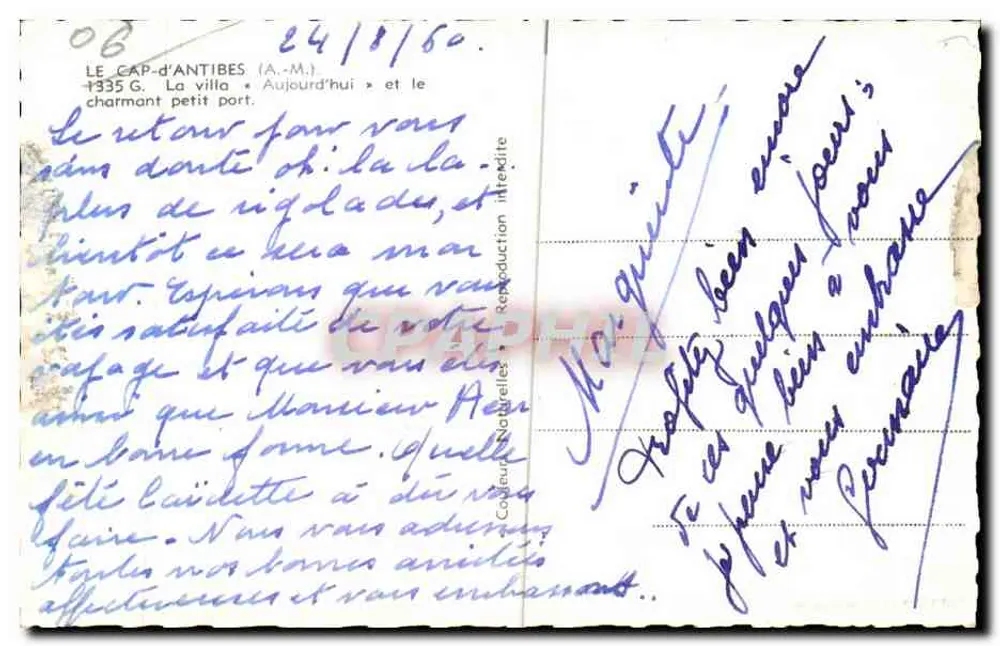 O Cap-d'Antibes — A villa « Aujourd'hui » e o charmoso pequeno porto — editor não visível - Verso
