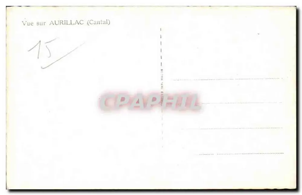Vista de Aurillac (Cantal) — editor Cimj, número de série não visível - Verso