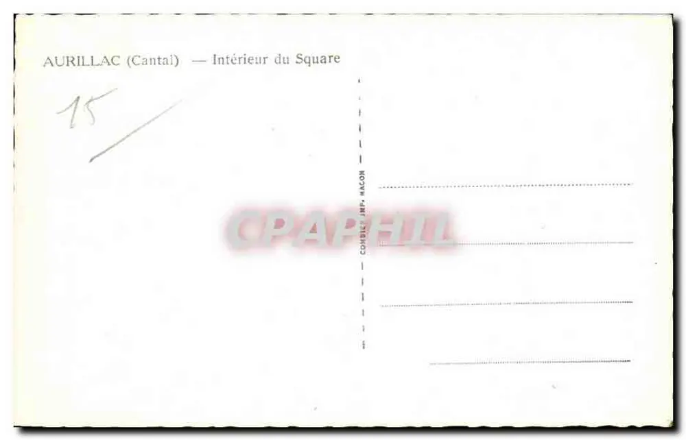 Aurillac (Cantal) — Interior do Square — editor Combice, imp. Macon - Verso