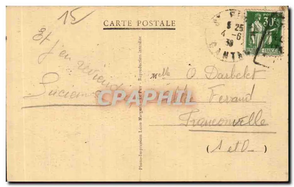 St-FLOUR (Cantal) — Fachada da Catedral — Estilo gótico (século XIV) — editor Léona, n° 8191 - Verso