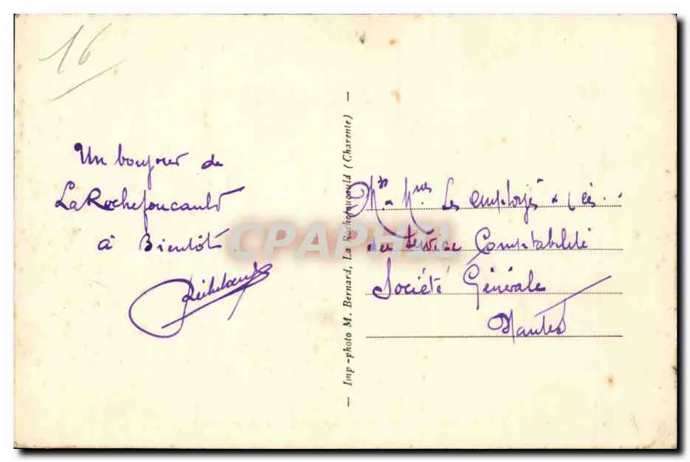La Rochefoucauld — O Castelo (Renascimento) — Imp. M. Bernard, La Rochefoucauld - Verso