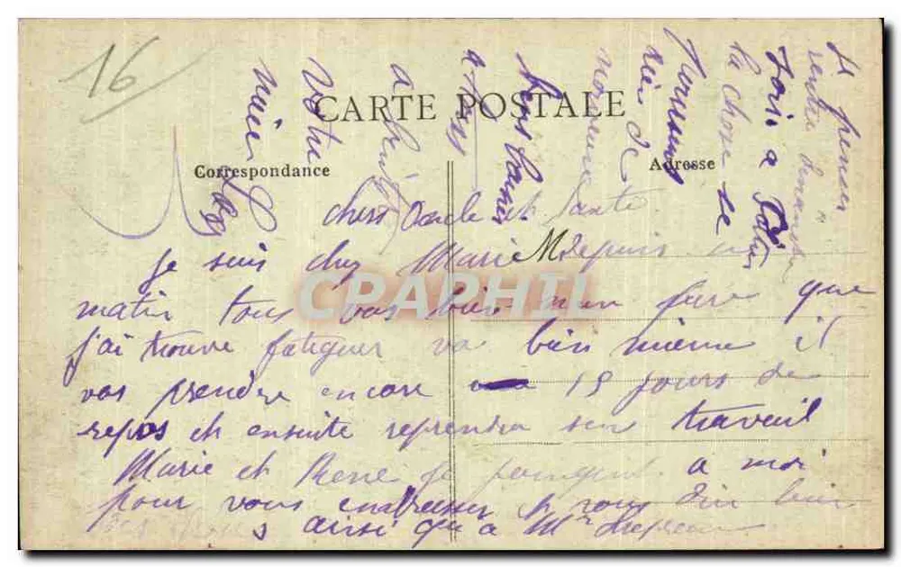 Angoulême - Rue de Paris — vista da rua com trêmio — D. Jacquemain, editor, Angoulême, N° B 405 - Verso