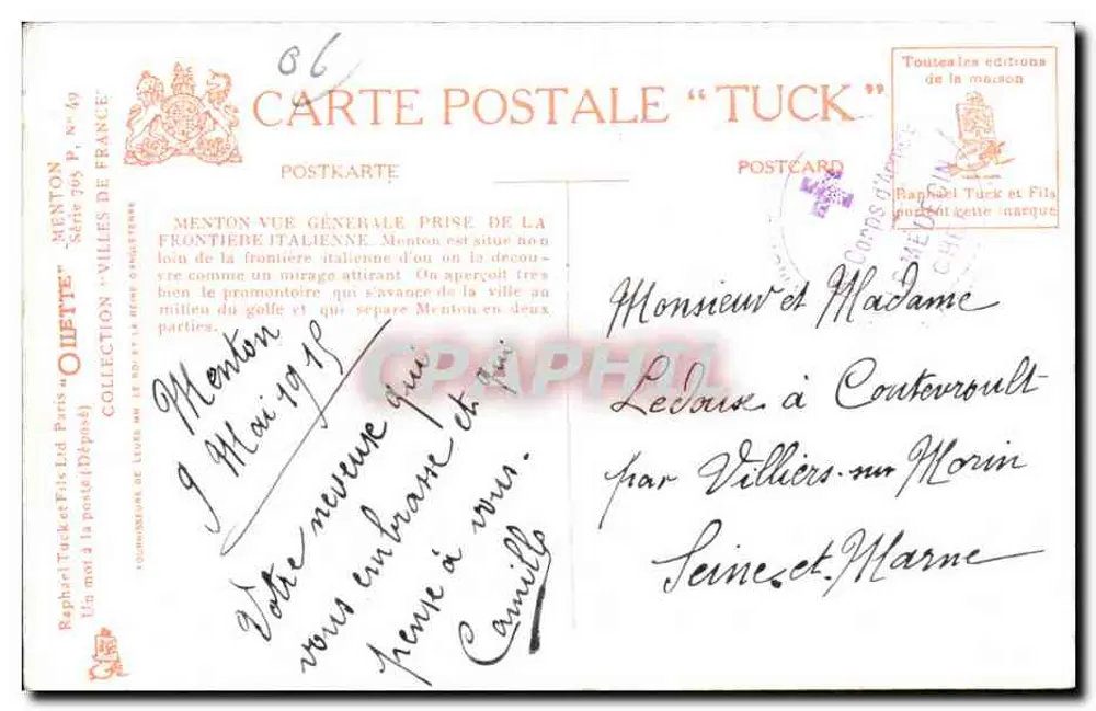 Menton — Allgemeiner Blick vom italienischen Grenzgebiet — Gillette - Rückseite