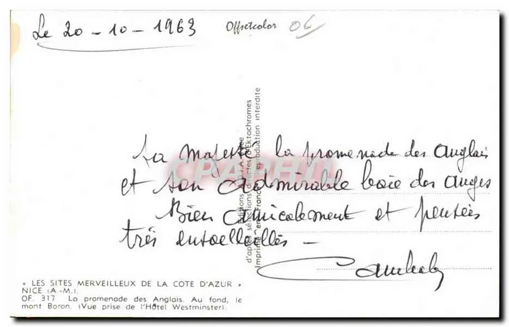 A promenade dos Anglais — Nice — editor A-M.I. n° OF 317 - Verso