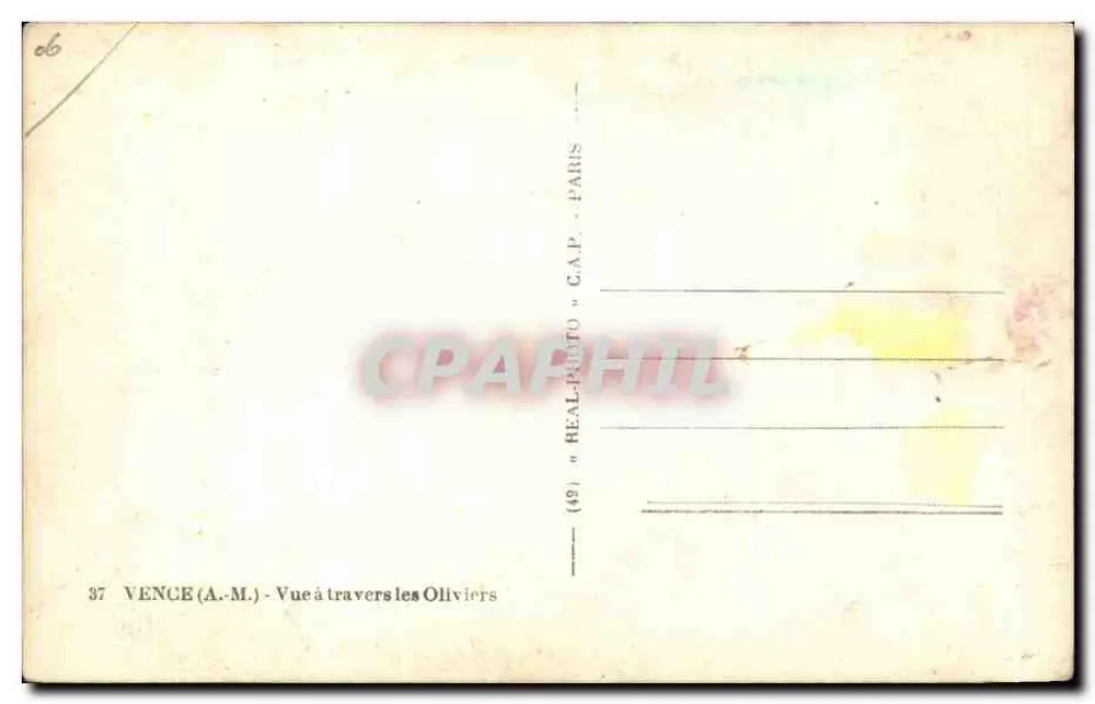 Vence (A.-M.) — Uitzicht door de Oliven — C.A.P. Parijs - Achterkant