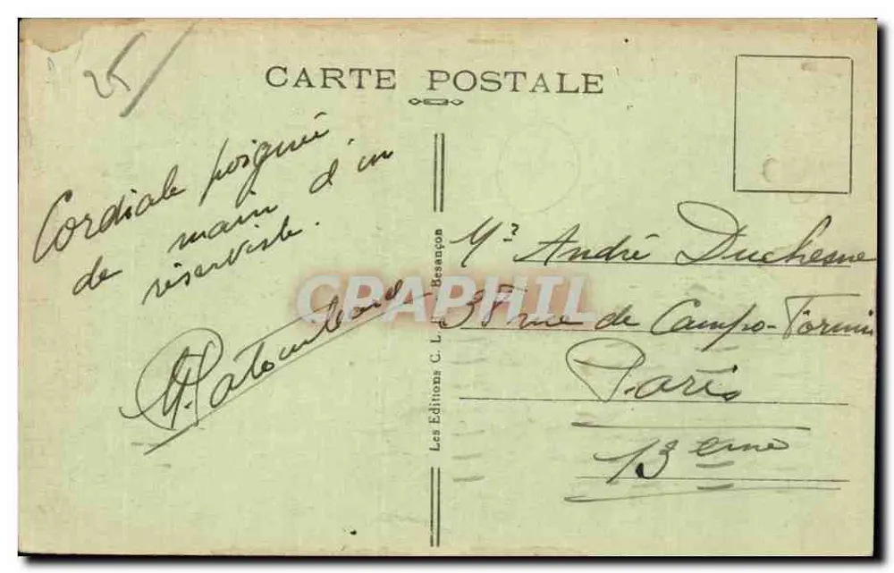 Grenze Frankreich-Schweiz — Eingang zu den Bassins du Doubs — See Chaillexon — Verlag C. L. Beaupont, Nr. 838 - Rückseite