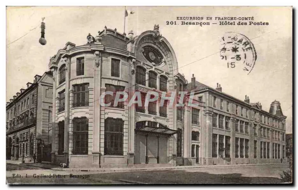 Besançon — Hotel das Correios — Excursão à Franche-Comté — Ed. L. Gaillard-Pétrée - Frente