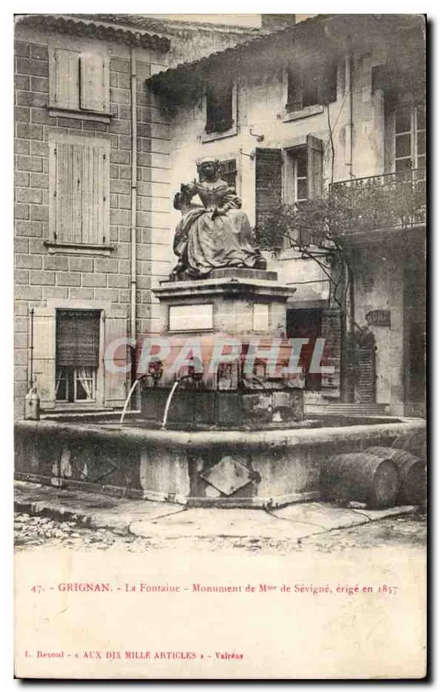 Grignan - A Fonte - Monumento à Madame de Sévigné, erguido em 1857 - L. Beroud - AUX DIX MILLE ARTICLES - Valréas - Frente