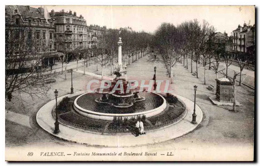 Valencia — Fuente monumental y Boulevard Bancel — LL. - Anverso