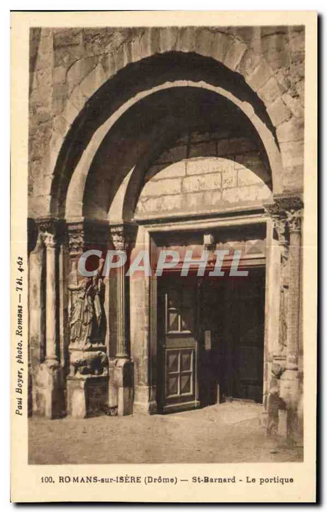 ROMANS-sur-ISIS (Drôme) — St-Barnard — El pórtico — Foto Paul Boyer — Tel. 462 - Anverso