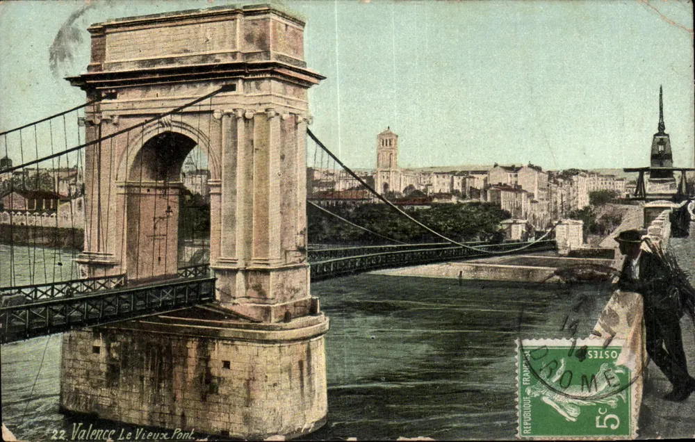 Valence — O Velho Ponte — vista do ponte suspensa — editor AQUA-PHOTO L.Y. 204 - Frente