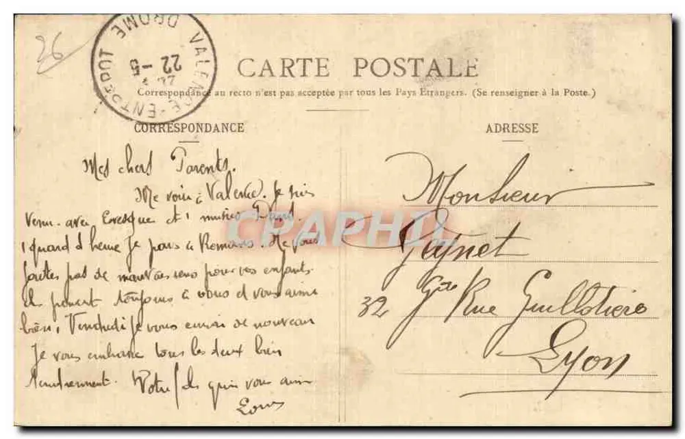 Valence - Estátua do Geral Championnet — Coleção P. Peyrouze, n°28 - Verso