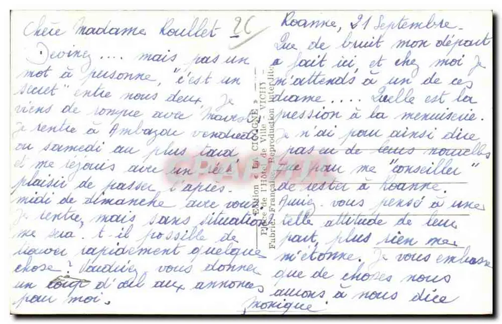 Pont de Villerey perto de Roanne — La Cigogne, n° 5842 - Verso