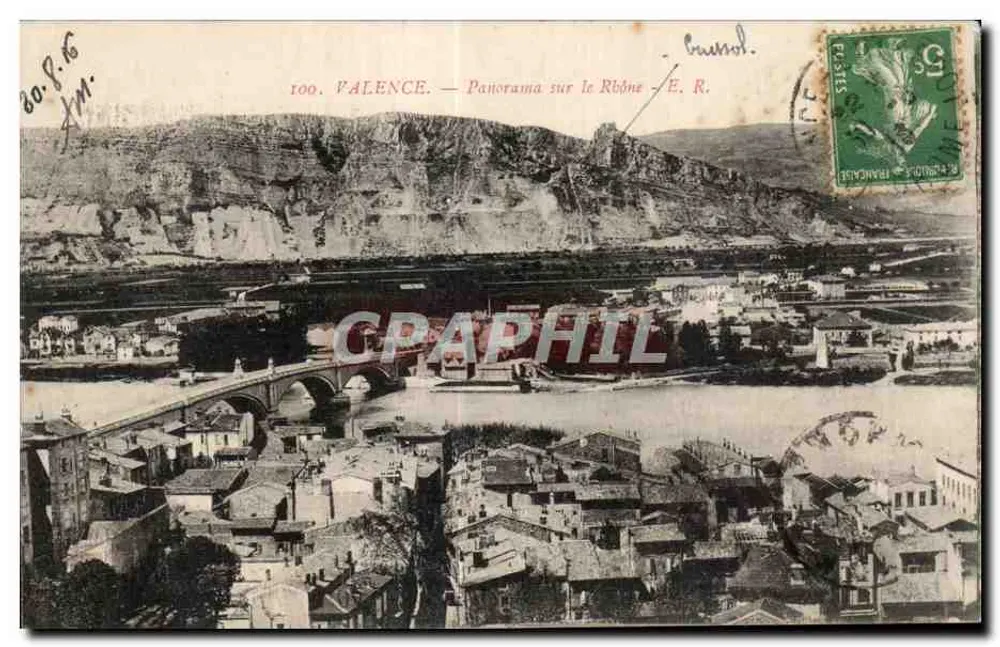 Valence — Panorama sobre o Rio Ródano — E. R. - Frente